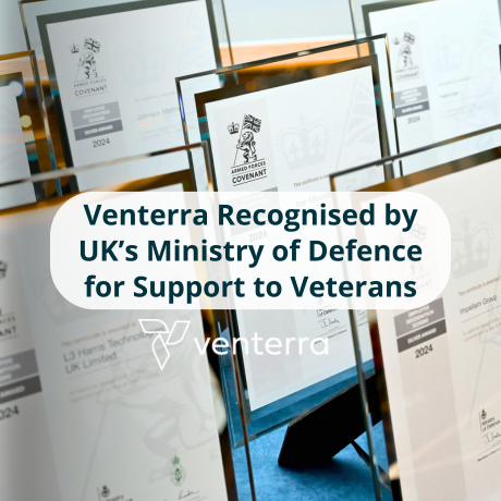 Venterra Recognised by UK’s Ministry of Defence for Support to Veterans